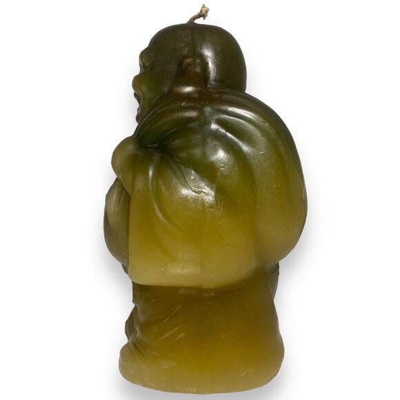 Vintage Japan 7 in Handcrafted Laughing Buddha Hotei Luck Bringing Brown Candle - Picture 5 of 11